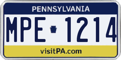 PA license plate MPE1214
