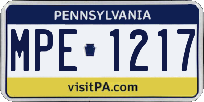 PA license plate MPE1217