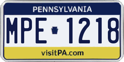 PA license plate MPE1218