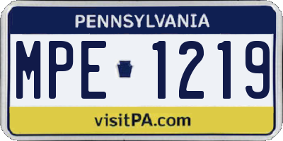 PA license plate MPE1219