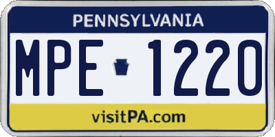 PA license plate MPE1220