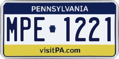 PA license plate MPE1221