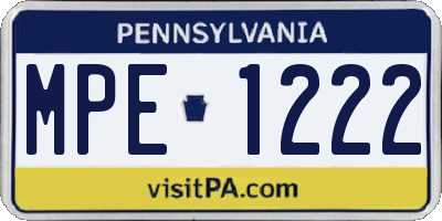 PA license plate MPE1222