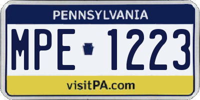 PA license plate MPE1223