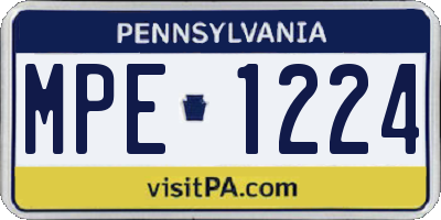 PA license plate MPE1224