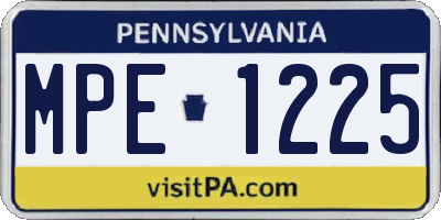 PA license plate MPE1225