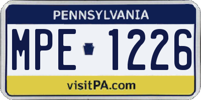 PA license plate MPE1226