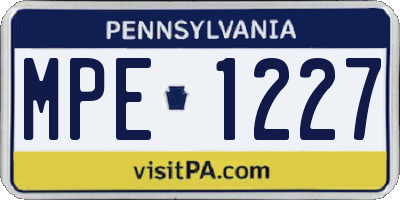 PA license plate MPE1227