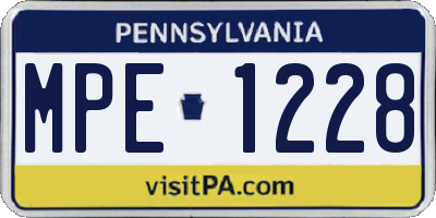 PA license plate MPE1228