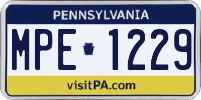 PA license plate MPE1229