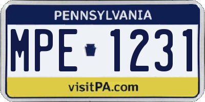 PA license plate MPE1231