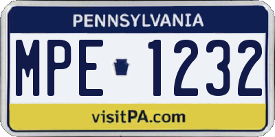 PA license plate MPE1232