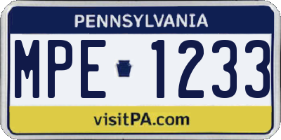 PA license plate MPE1233