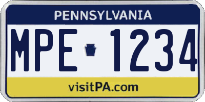 PA license plate MPE1234