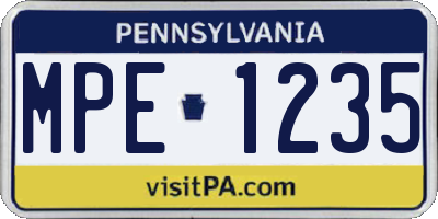 PA license plate MPE1235