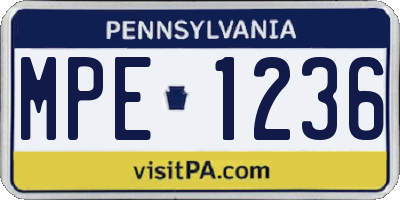 PA license plate MPE1236