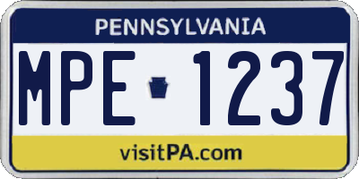 PA license plate MPE1237