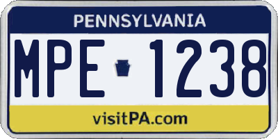 PA license plate MPE1238