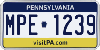 PA license plate MPE1239