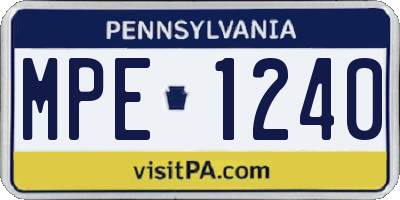 PA license plate MPE1240