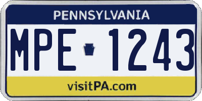 PA license plate MPE1243
