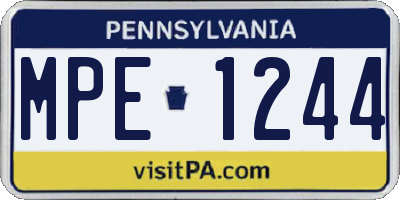 PA license plate MPE1244