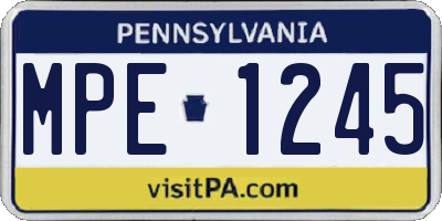 PA license plate MPE1245