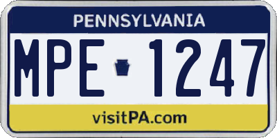 PA license plate MPE1247