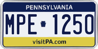 PA license plate MPE1250