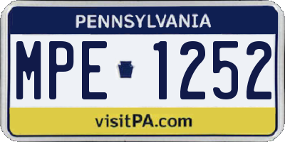 PA license plate MPE1252