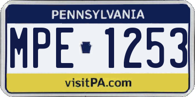 PA license plate MPE1253