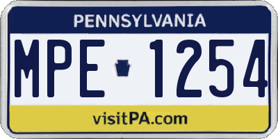 PA license plate MPE1254