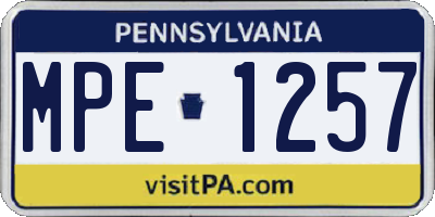 PA license plate MPE1257