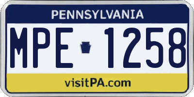 PA license plate MPE1258