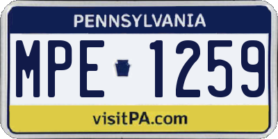 PA license plate MPE1259