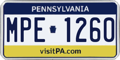 PA license plate MPE1260