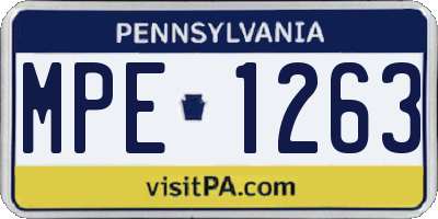 PA license plate MPE1263