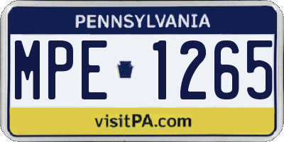 PA license plate MPE1265