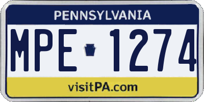 PA license plate MPE1274