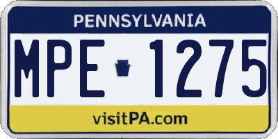 PA license plate MPE1275