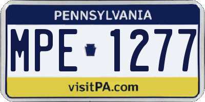 PA license plate MPE1277