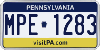 PA license plate MPE1283