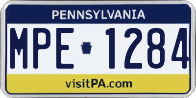 PA license plate MPE1284