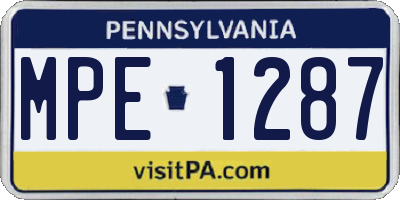 PA license plate MPE1287