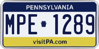 PA license plate MPE1289