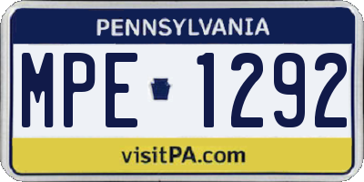 PA license plate MPE1292