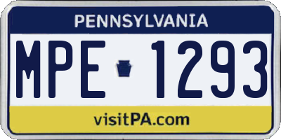 PA license plate MPE1293