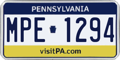 PA license plate MPE1294