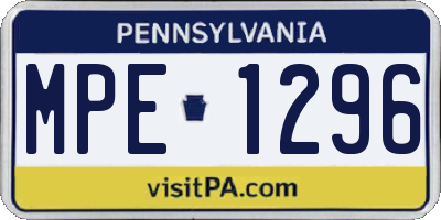 PA license plate MPE1296