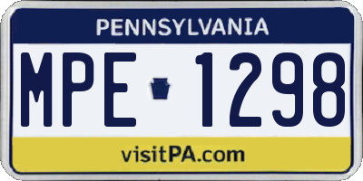 PA license plate MPE1298